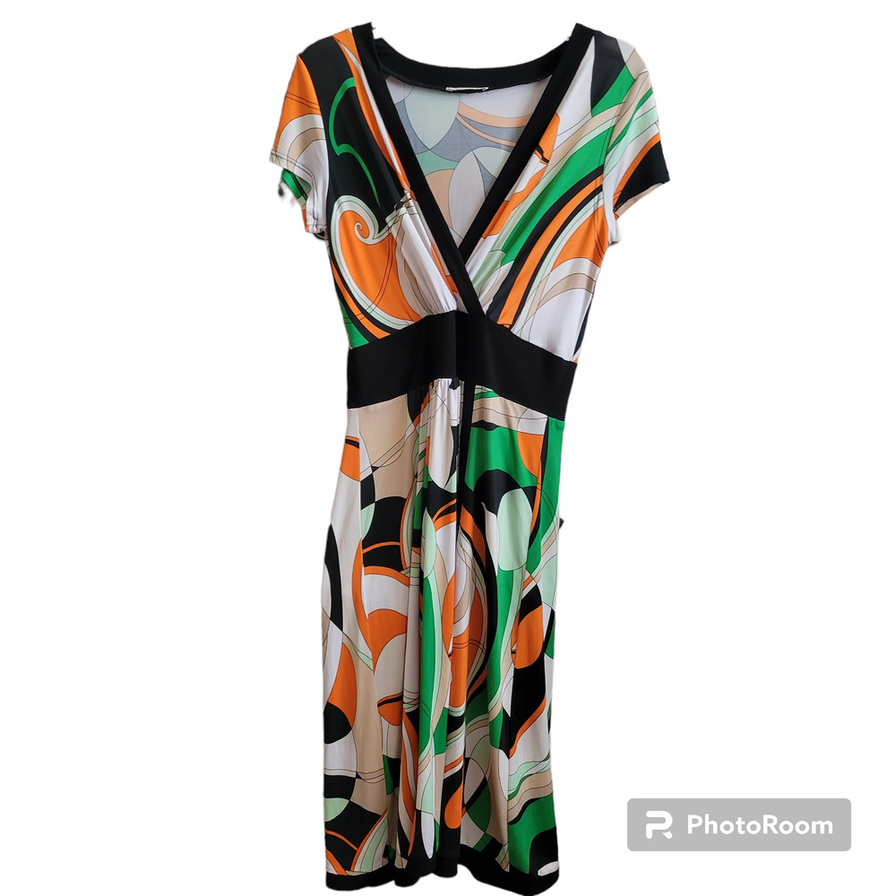 Sharon Max Women XL Maxi Dress Colorful Abstract Hippy Boho Groovy Colorful Y2K